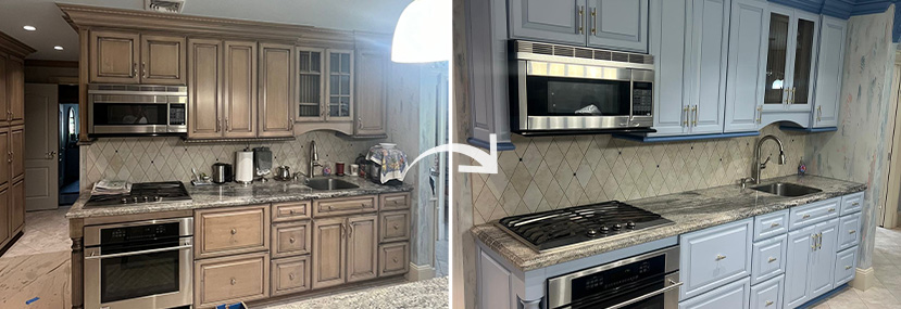 Before and After of Manhattan Kitchen Refinished